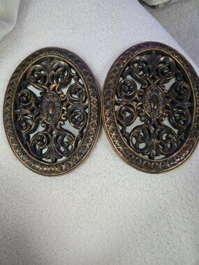 Set of 3 vintage resin wall decor mirrors in bronze